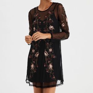 American Eagle Black embroidered dress